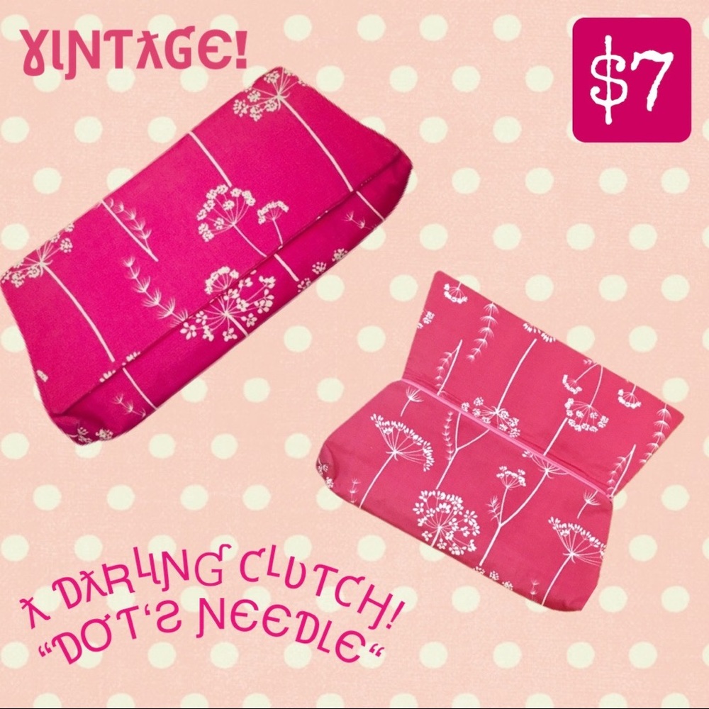 FINAL Vintage ‘Dot’s Needle’ Pink Fabric Clutch 💖